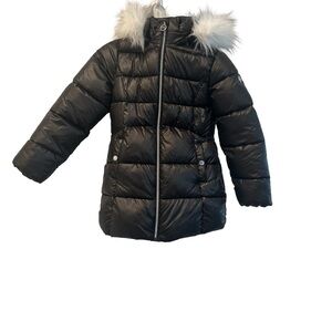Michael Kors Black Puffer Coat with Faux Fur Hood Medium